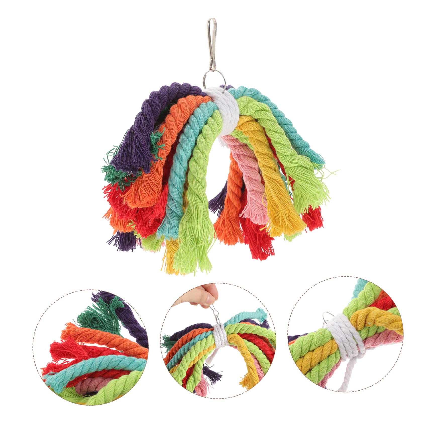 Angoily 5pièces Jouet Coton pour Perroquet Jouet à Mâcher pour Oiseaux avec Accroche Facile pour Cage à Oiseaux Et Activités Physiques