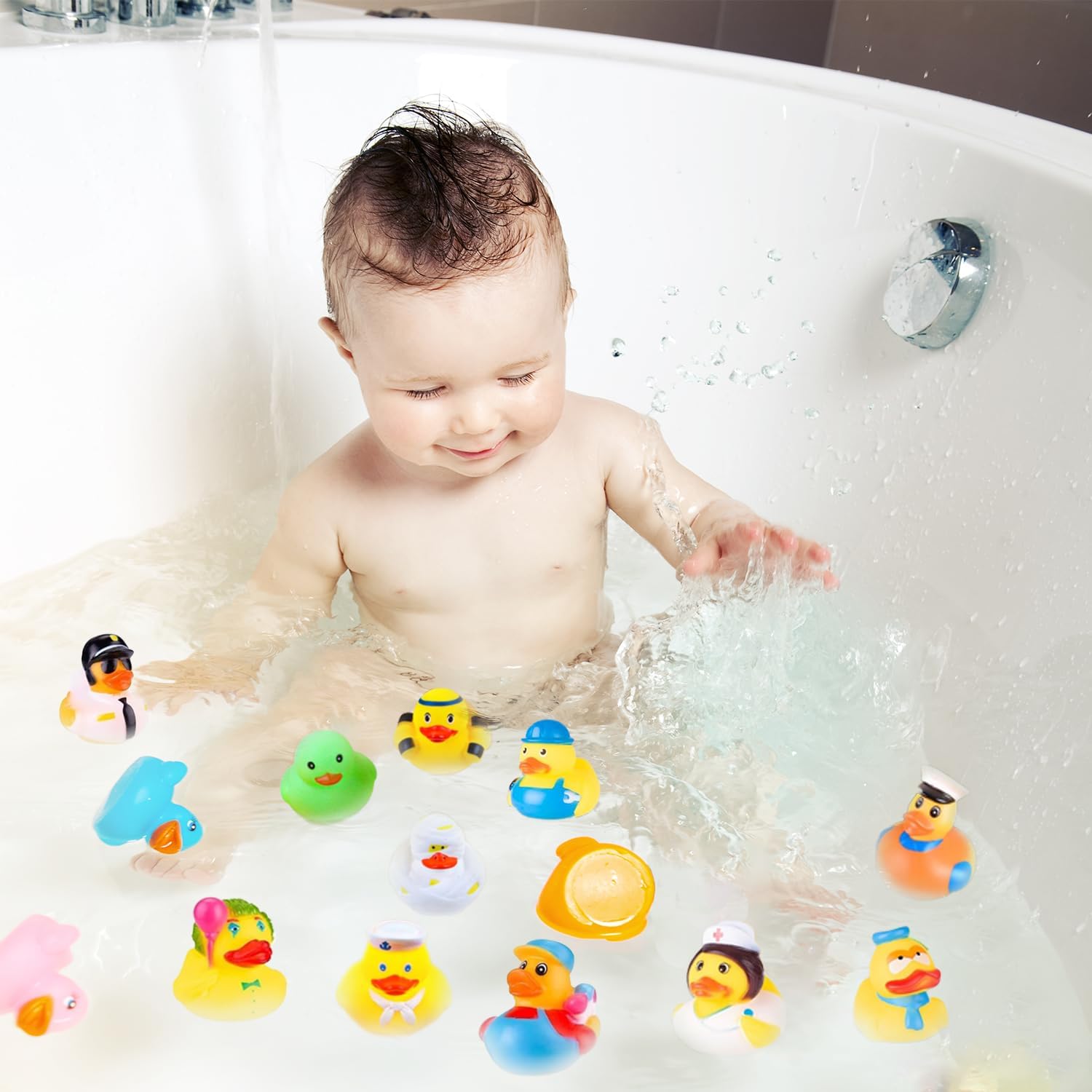 100PCS Rubber Ducks, Random Assortment Ducks Bulk, 2 Inch Mini Rubber Duckies for Toddler Bath Toys, Kids Bath Pool Toys Birthday Gifts Party Favors