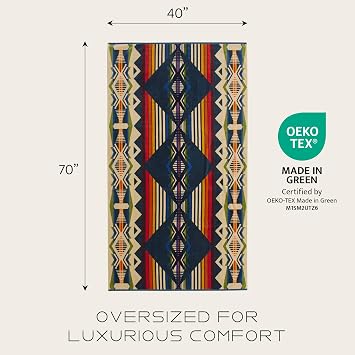 Pendleton Oversized Jacquard Spa Towels, 40 x 70 inches Bath Towels, 100% Cotton, Soft and Quick Dry for the Beach, Hot Tub, Pool - Creekside