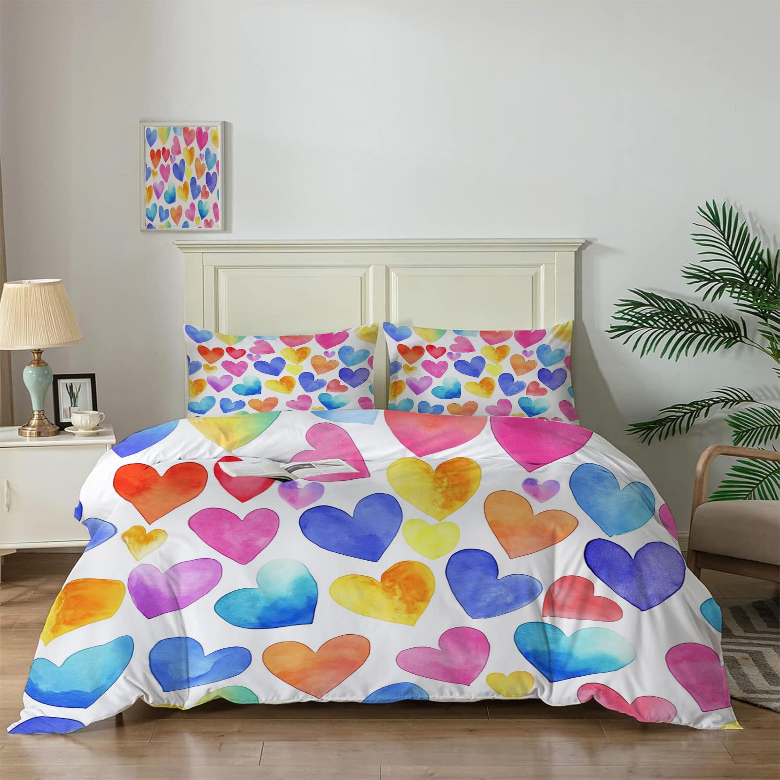 Housse de couette coeur aquarelle pour sublimer la décoration d'une chambre cocooning