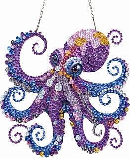 Celegoods Octopus Diamond Art Hanging Kits for Adults Beginners, Rhinestone Beads Acrylic Hanging Pendant Diamond Painting Dots Art Small Kits Hanging Decor, DIY Craft for Home Garden Decor