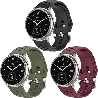 20mm Band for Amazf Active 2/3/GTS/GTS 2/2e/3/4/4 Mini | Comfortable, Waterproof and Breathable Silicone Sport Band for Women and Men