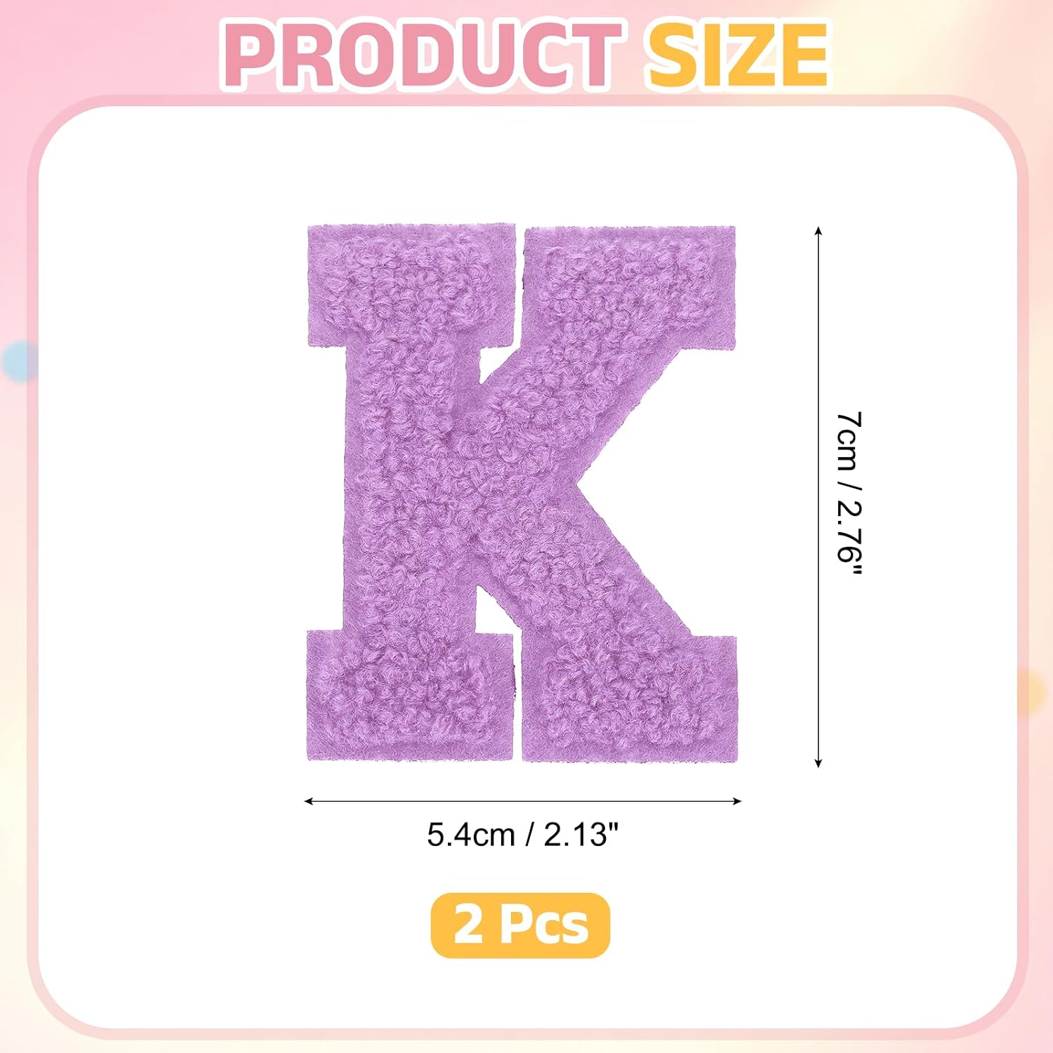 MECCANIXITY 2Pcs Letter Iron-on Patches Chenille Letter-K Patches Cute image 2