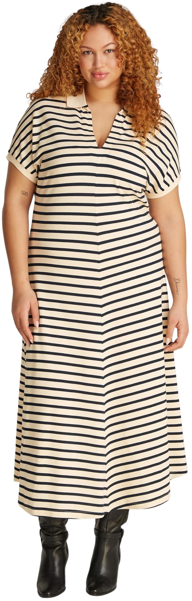 Tommy Hilfiger Women’s Lyocell Midi Polo Dress, Multicolor (Calico/Dark Night Navy STP), 18