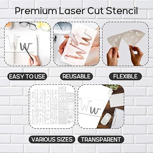 Miniatura 7 de 45 plantillas de caligrafía, plantillas de letras para pintar, plantillas reutilizables del alfabeto, plantillas de números para tallado en madera,