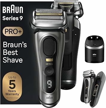 Braun Series 9 Pro+ Electric Shaver with 5 Pro Shaving Elements, Men's Electric Shaver, Long Hair Trimmer, Cleaning Station, Charging Case, PowerCase, Made in Germany, 9575cc, Grey