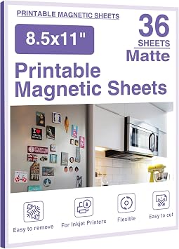 BEST CHOICE MAGNETS 36 Pcs Printable Magnetic Sheets 8.5x11 Inches Matte