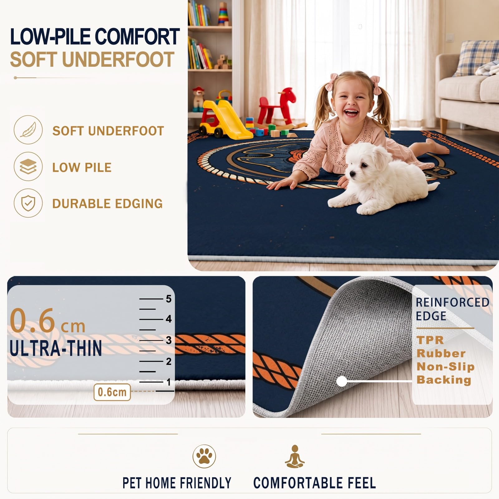 Générique Artistique Élégant Surface Lavable Tapis de Peinture à l'huile Fleurs, Doux à Poil Bas Grands, Tapis Sol de l’entrée des Moquette pour Salon Chambre Salle à Manger 60 x 120 cm