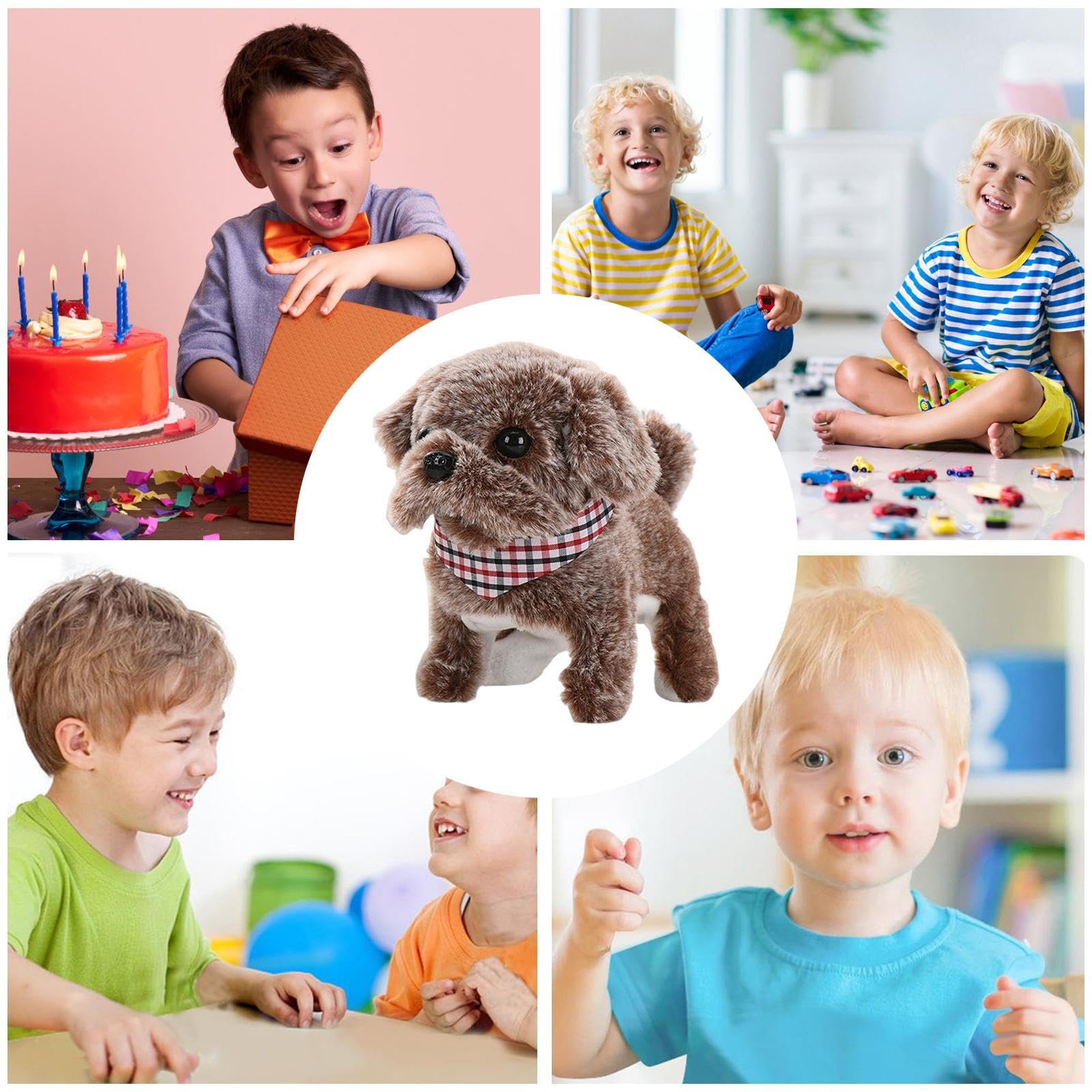 Robot chien qui agit comme un vrai chiot, mon chiot robot réaliste, animal de compagnie robotique interactif qui s'assoit, aboie, marche et court comme un vrai chien (marron-B