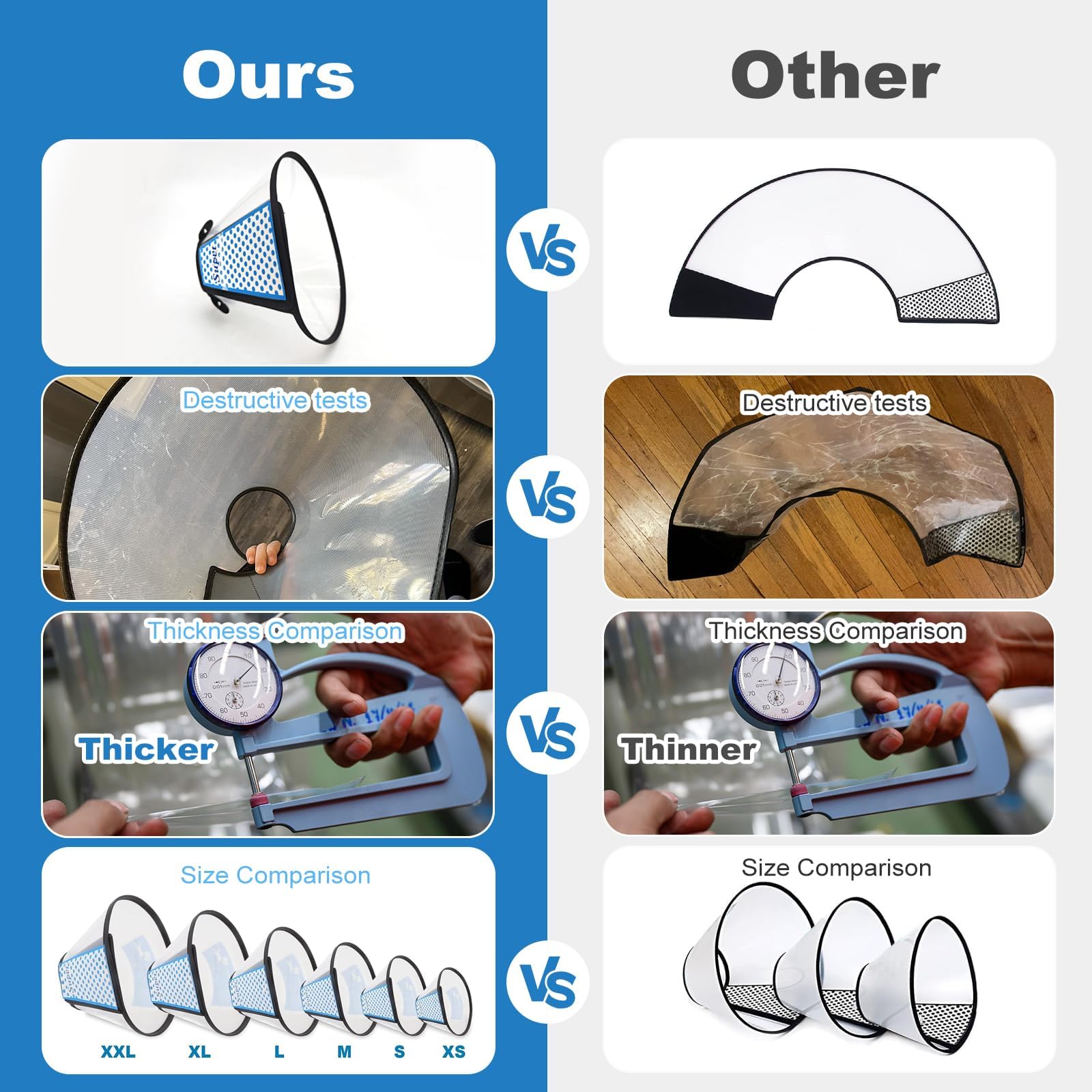 Supet Dog Cone Collar Adjustable Pet Cone Recovery Collar Comfortable Pet Cone Protective for After Surgery Anti-Bite Lick Wound Healing Safety Practical Plastic Collar for Dogs and Cats (S-new) - Image 4