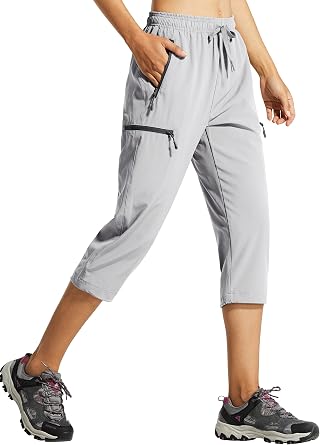 Libin Womens Capri Pants Lightweight Quick Dry Cargo Hiking Capris Travel Casual Cropped Pants Zipper Pockets