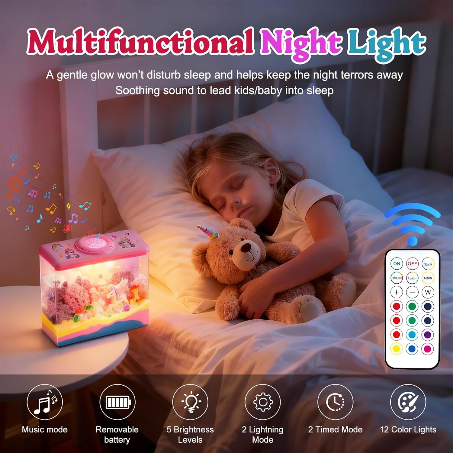 Unicorn Light-Up Terrarium Kit for Kids - Night Light with Remote & Music, Arts and Crafts for Kids Ages 8-12, DIY Girls Toys Age 6-8, Perfect Birthday Hoilday Christmas Gifts for 4-12 Year Old Girls - Image 7