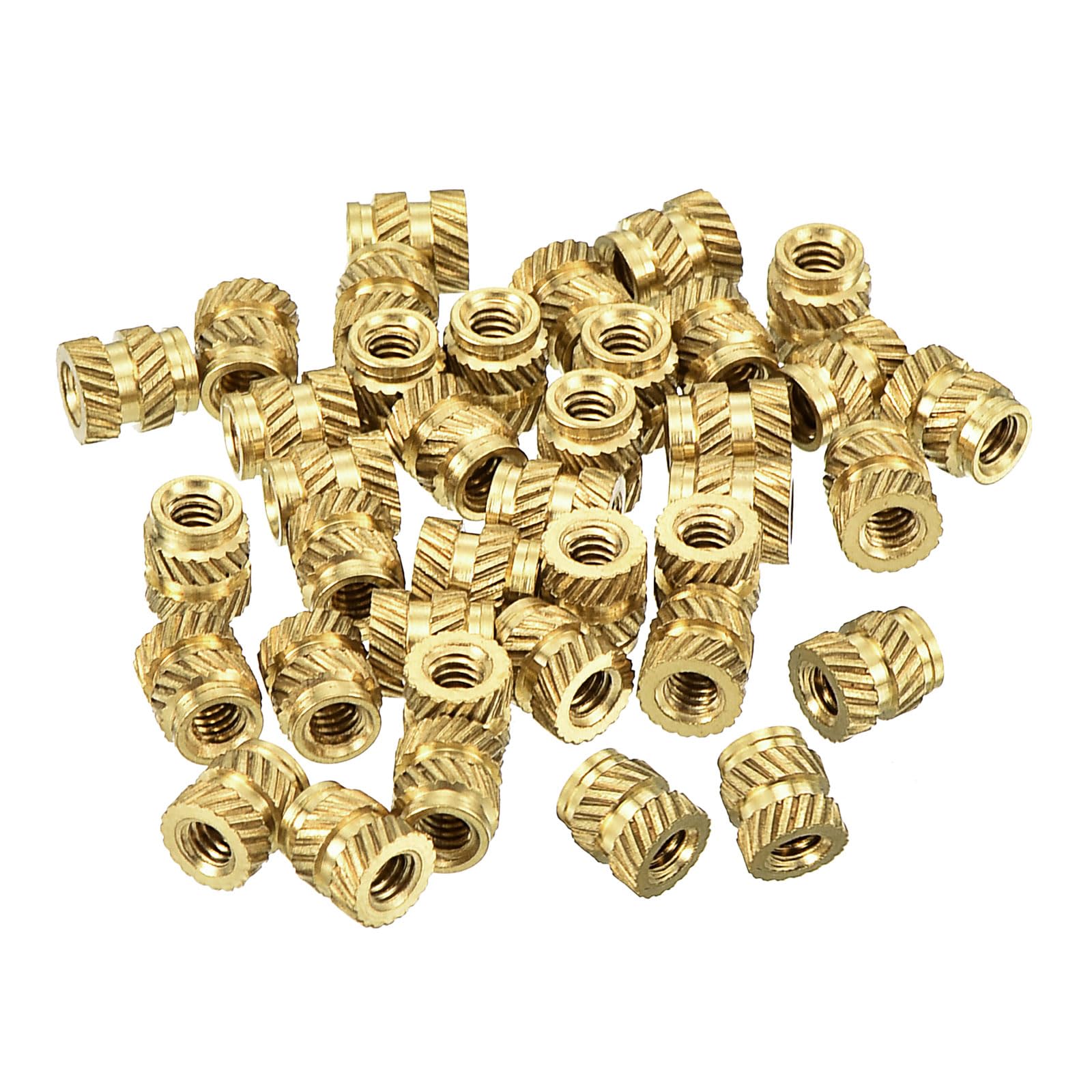sourcing map Knurled Insert Nuts, 300Pcs M2 x 4mm L x 3.5mm OD 3D Printing Brass Nuts Female Threaded Inserts Brass Heat Set Insert Embedment Nut