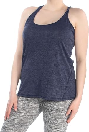 Ideology Womens Heathered Racerback Tank Top Navy Serenity, X-Large