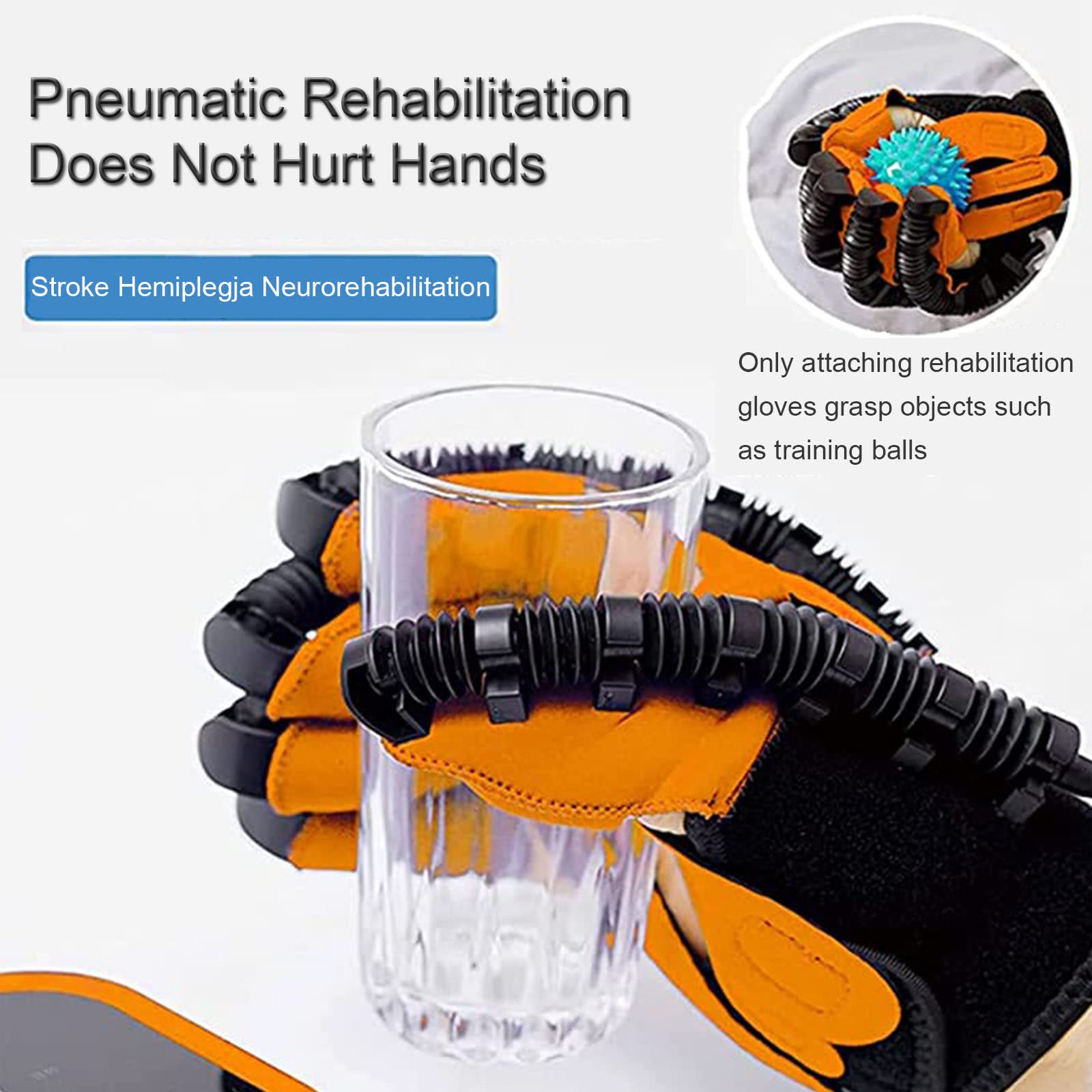 Guante Robot de Rehabilitación, Guantes de Entrenamiento, Ortesis de Mano, Entrenamiento de Rehabilitación de Dedos y Muñecas para Pacientes con Guantes de Espejo,Right-M