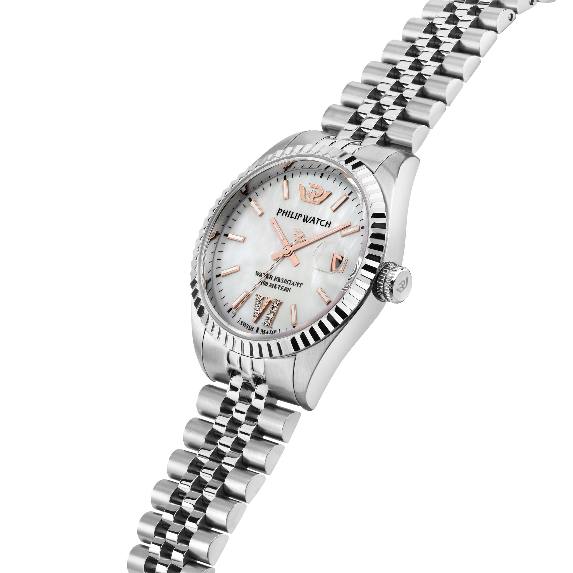 Philip Watch Orologio Donna in Acciaio, Tempo, Data, Analogico, 35 mm, Collezione CARIBE URBAN, Diamanti - R8253597672