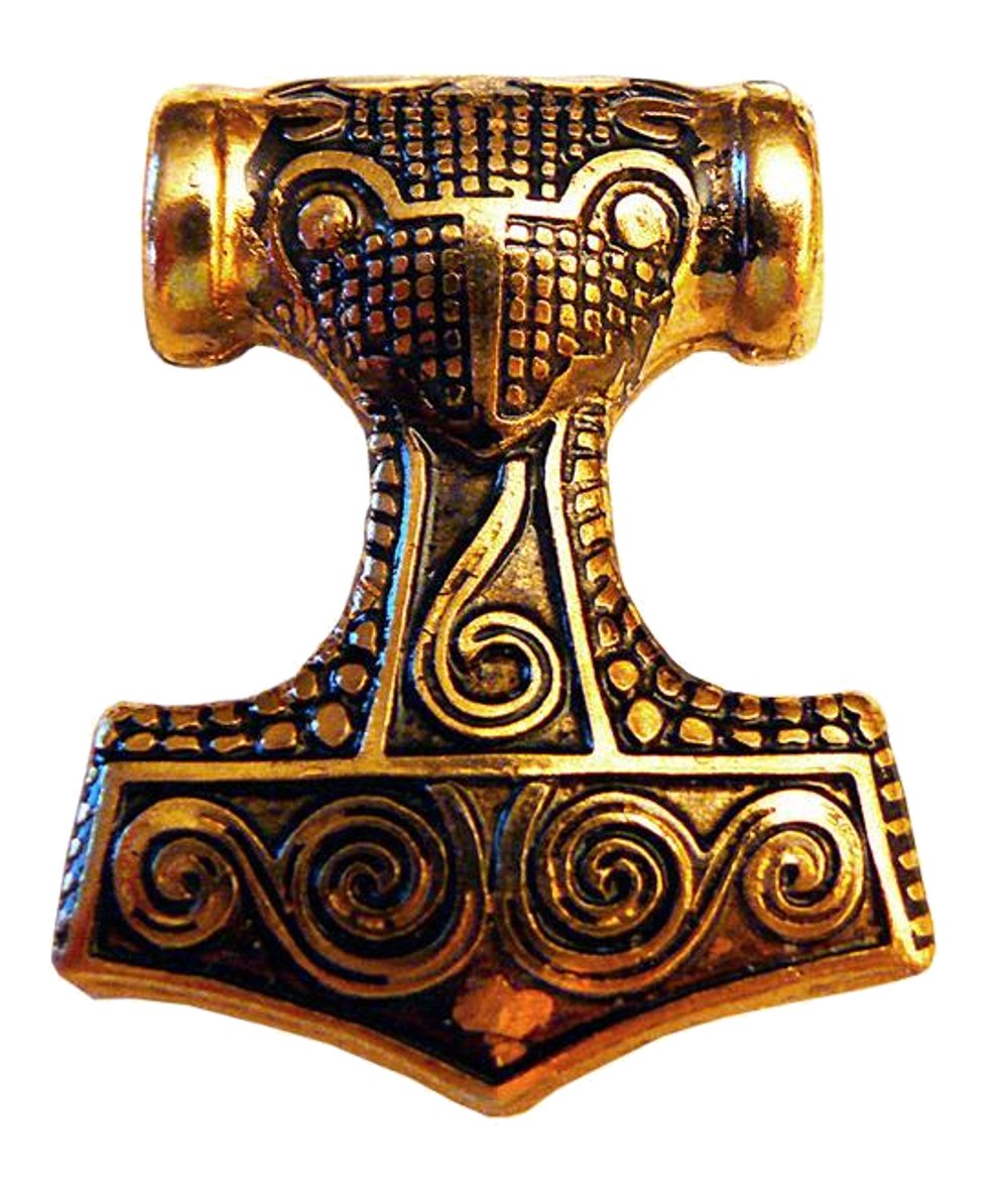 Młotek ochronny 24-karatowy nordycki, 33 x 41 mm, pozłacany 24-karatowym złotem, obustronny design