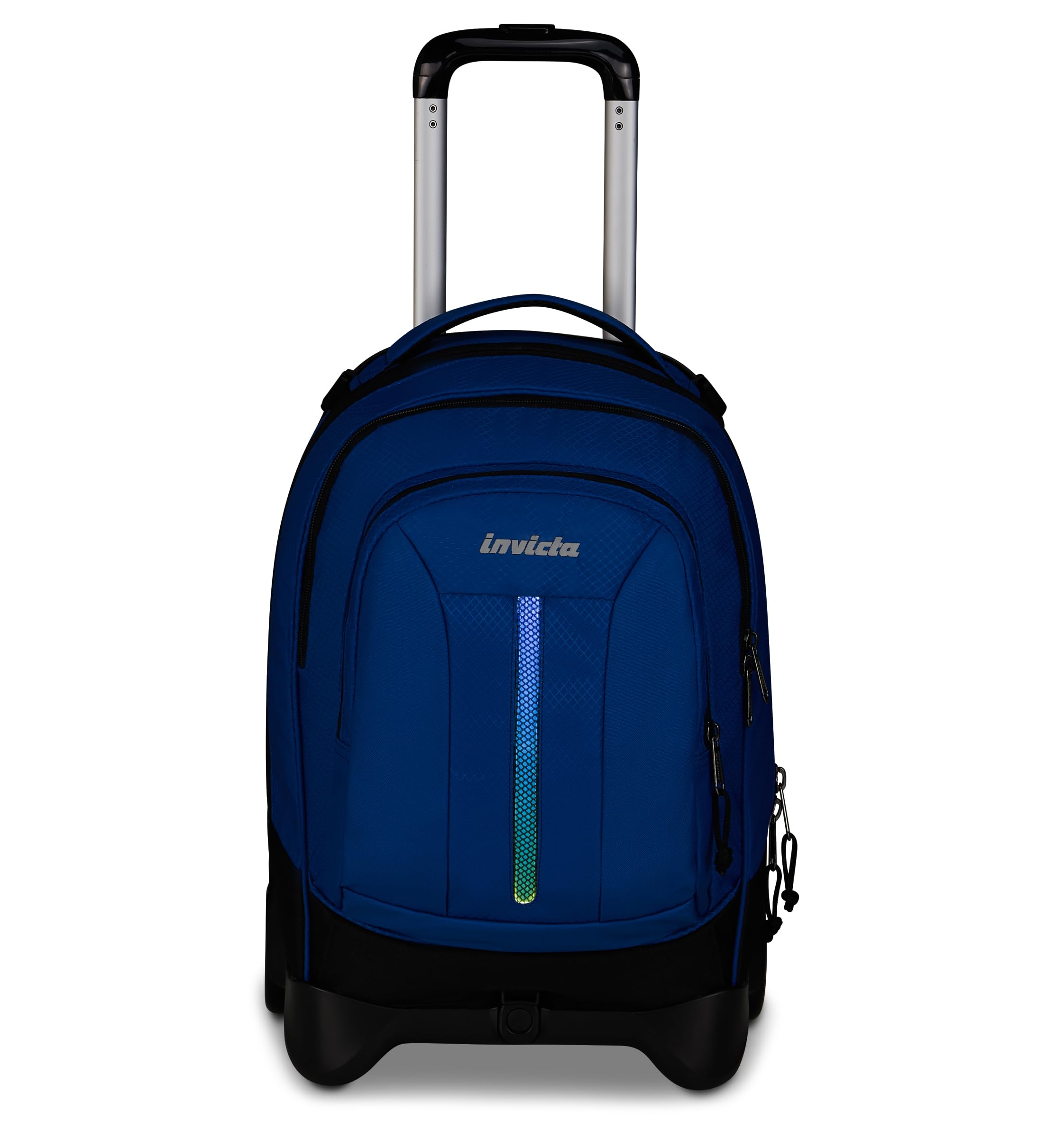 Invicta Trolley Plug Led, Blu, 34 L, Doppio Scomparto, Led frontale incorporato, Cross-over System, Tasca attrezzata, Tasca porta pc, Tasca portaborraccia, Scuola media e superiore, Ragazzo, Ragazza