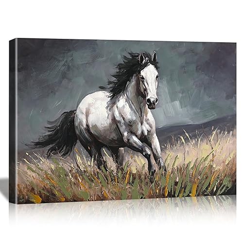 DRLWGTY Dynamic Horse Canvas Wall Art,Galloping Horses with Hand-Painted Detail