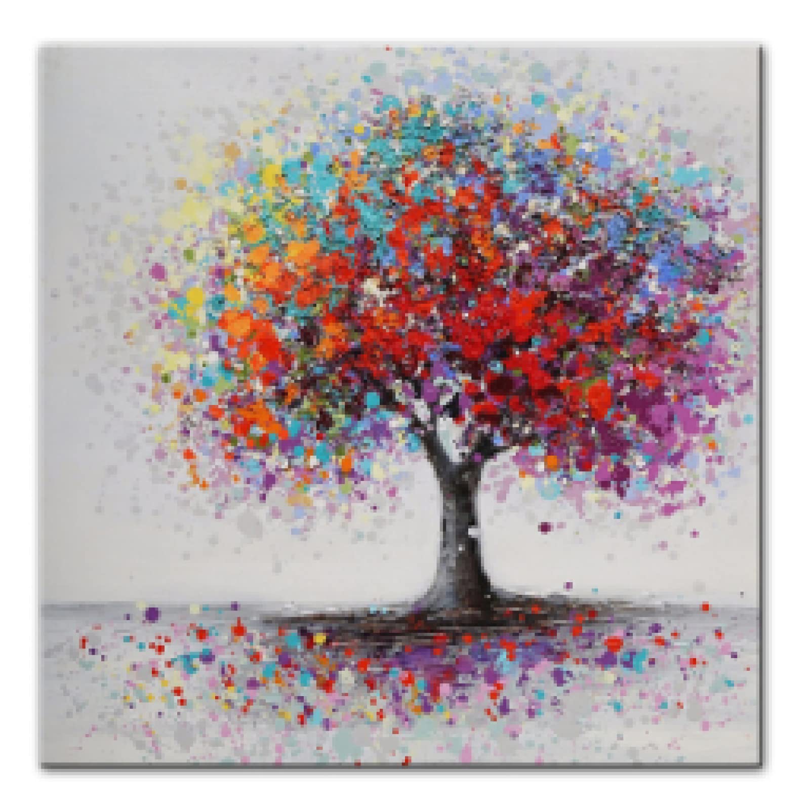 Tableau Arbre Rose Abstrait 30x30cm | Décoration Murale Salon Moderne - 8