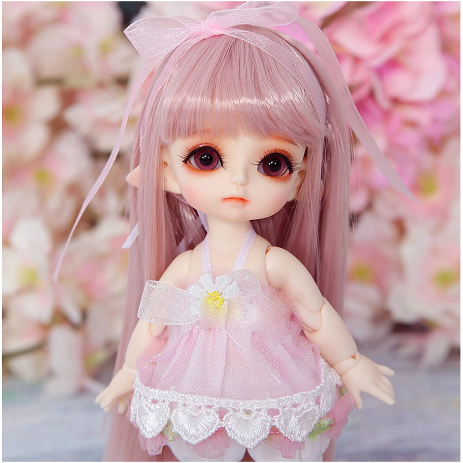 ZDLZDG Handmade Toys Ideas Gift, Mini BJD Doll 1/8 SD Doll 16 cm, Makeup Wig Clothes Shoes Sock, Bal