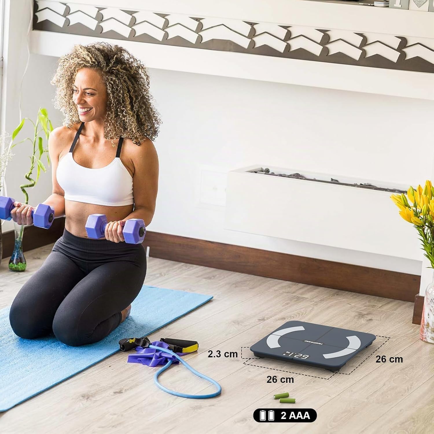 Healthkeep Pèse Personne Numériques, Balance Connectée Bluetooth Impédancemètre avec 13 Données Corporelles (BMI/Graisse Corporelle/Masse Osseuse/BMR/Muscle/Eau) pour APP Max 180kg