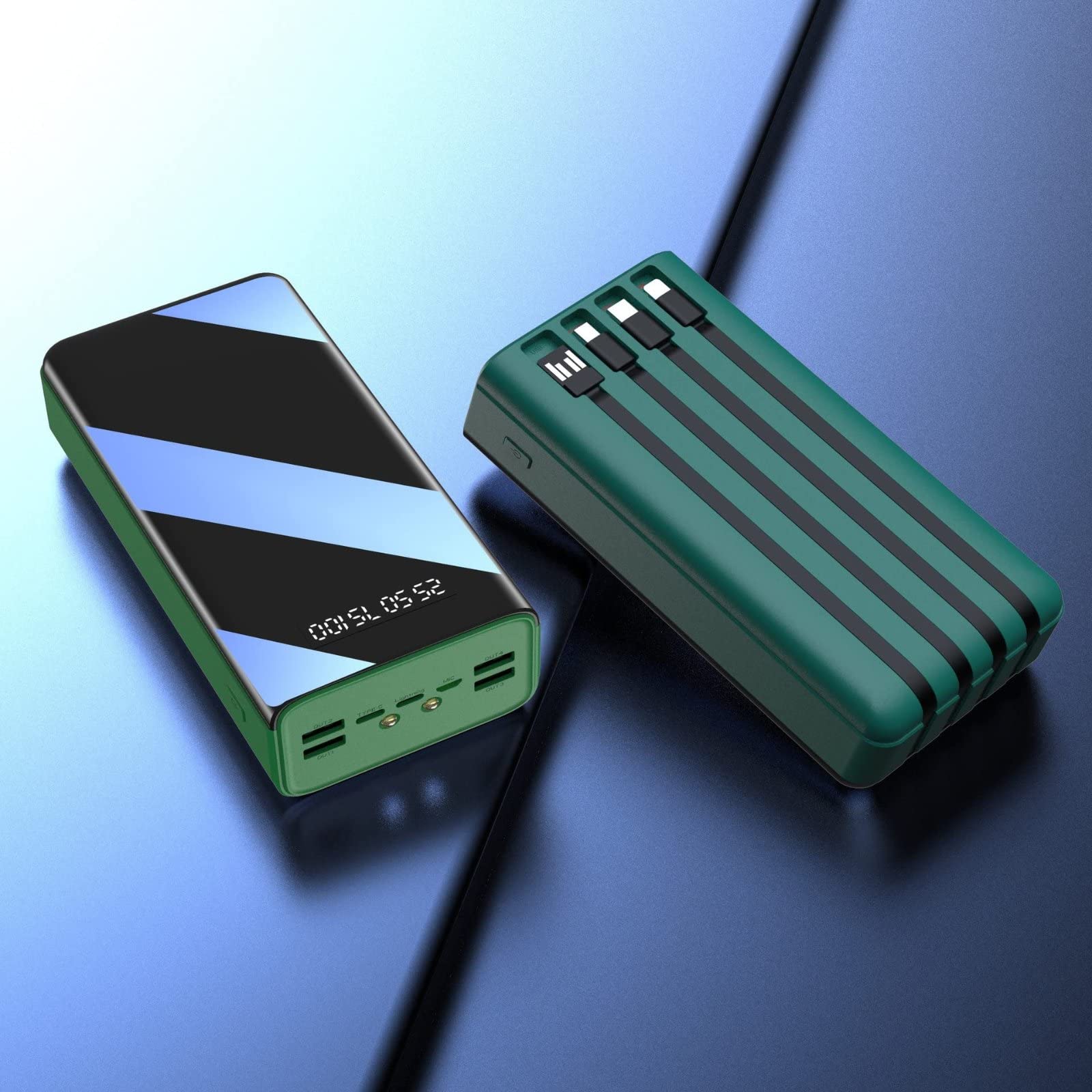 Caricabatterie portatile Power Bank Batteria esterna a ricarica rapida 50000Mah Power Bank con cavo integrato Caricatore portatile, Caricatore telefono esterno con display LED e torcia Batte