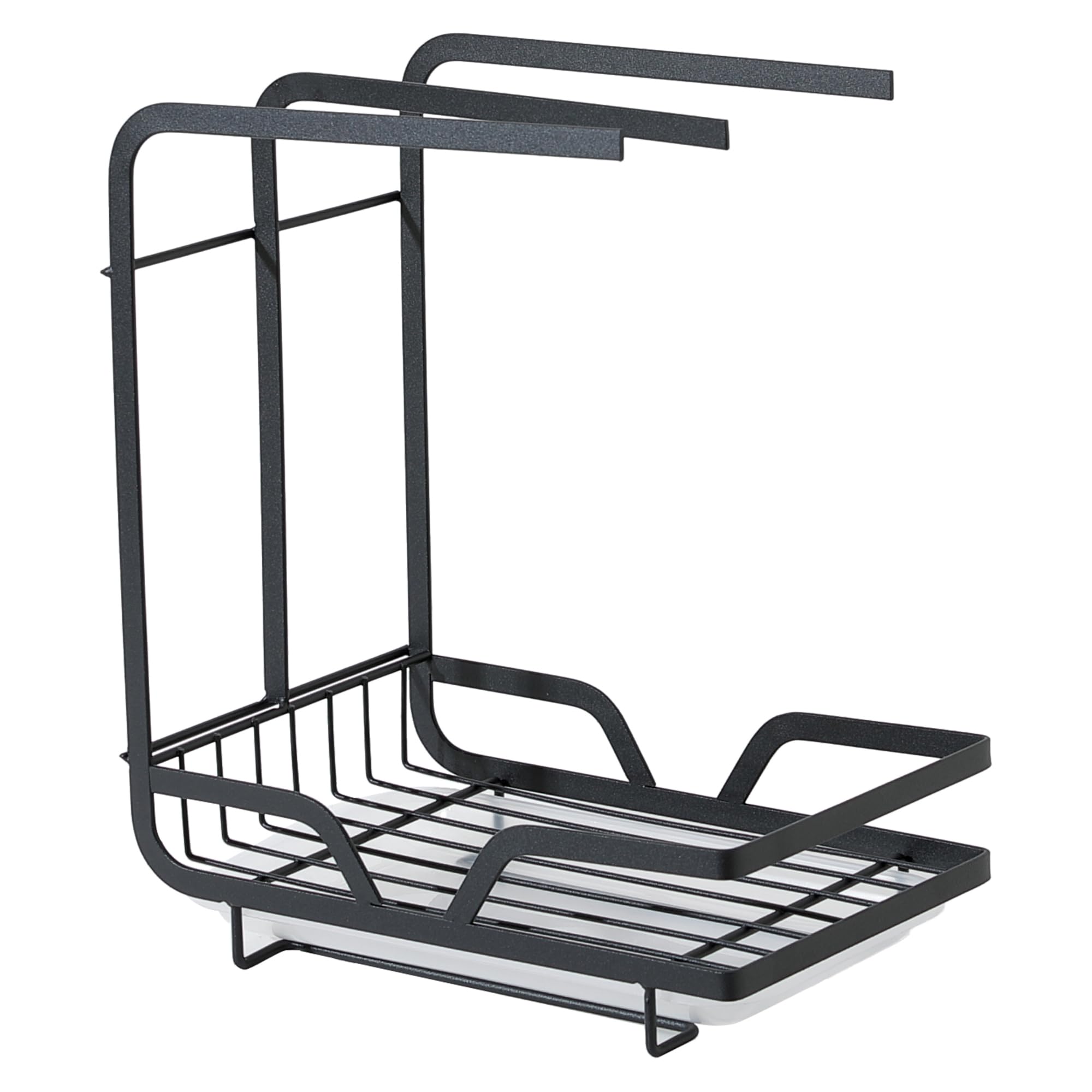 UMAI Three-Bar Kitchen Rag Rack with Drain Tray | Wall-Mounted or Countertop | Space Saving, Multifunctional, Adjustable, Durable, and Clean (Black) - Image 7 thumbnail