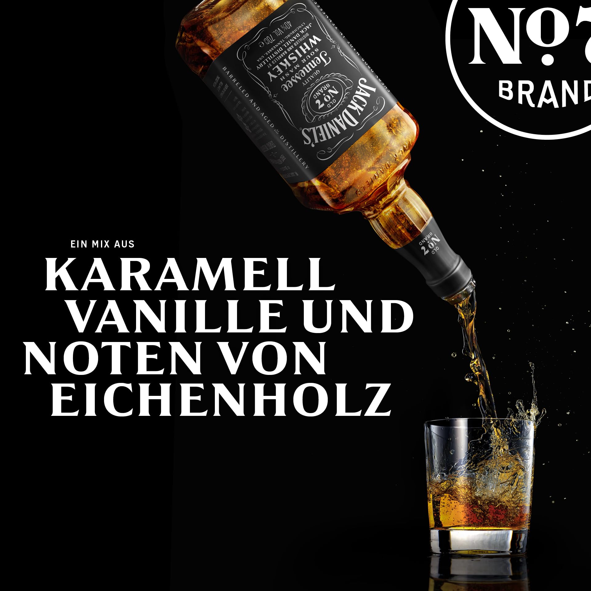 Jack Daniel's Old No. 7 - Tennessee Whiskey - Karamell, Vanille und Noten von Eichenholz - 0.7L/ 40% Vol. Bourbon Whisky