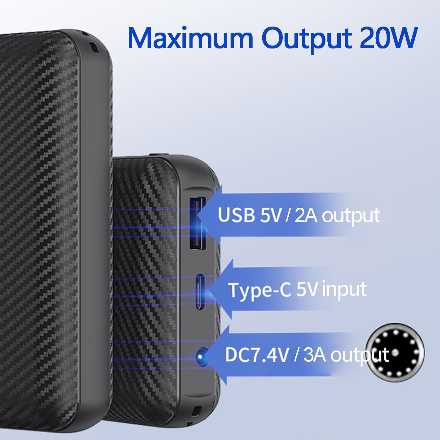 Kevis Portable Charger, Heated Gilet Vest Jacket Power Bank 7.4V 3A USB, 20000 mAh DC 3.5mm Portable Battery Bank, Battery Pack for iPhone,Samsung, Huawei, Heated Clothes 1Pack - Image 8