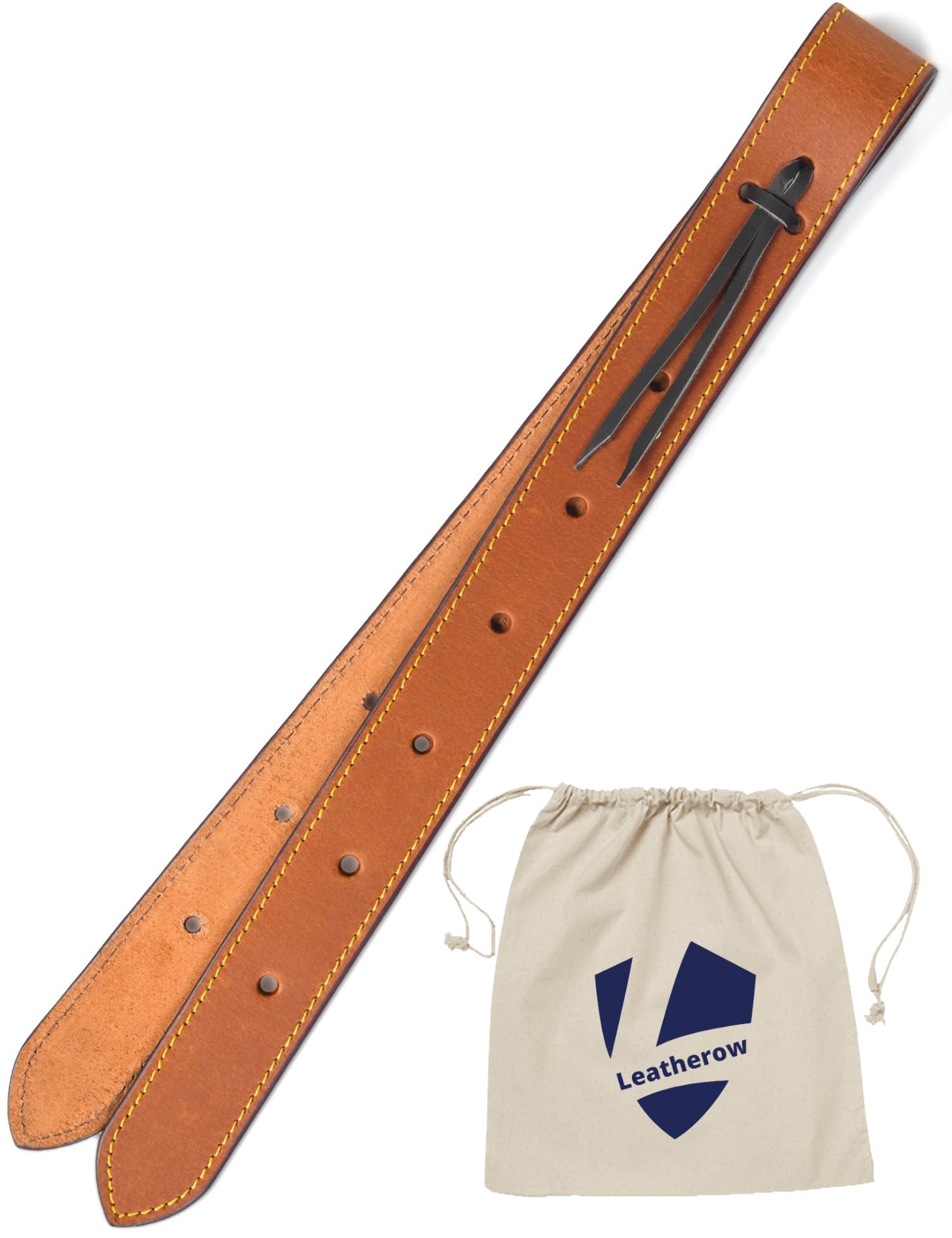 Leatherow Latigo Leather Saddle Cinch Tie Strap - Western Saddle Strap - Leather Saddle Cinch (Tan, 39 Inch (Double Ply))