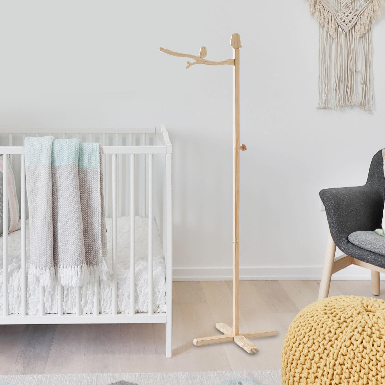 Fenteer Mobile für Kinder, Hängemobile aus Holz, Bodenstehend, Nordisches Design, Vogel-Form, Ideal für Kinderzimmer