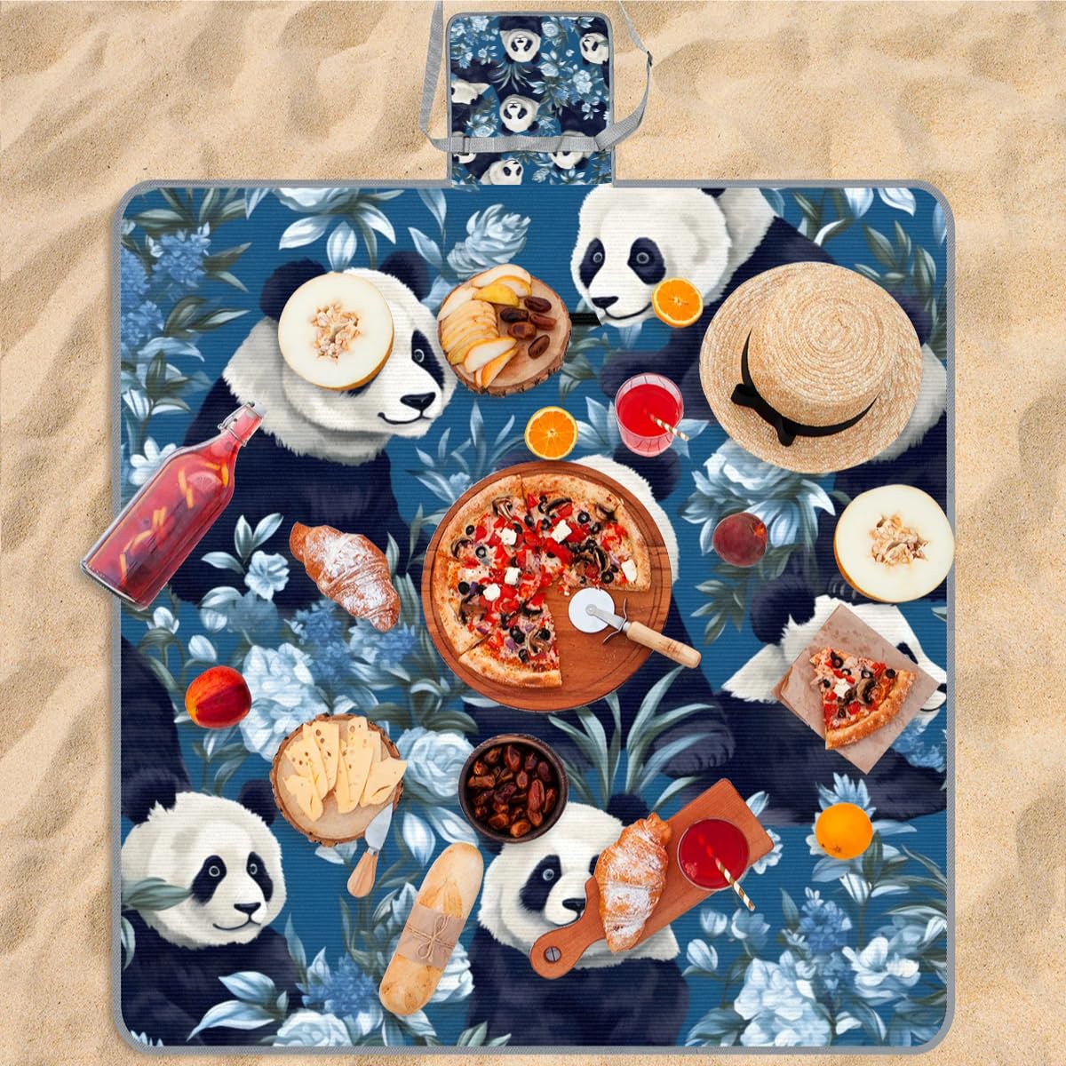Manta de picnic de 150 x 145 cm, bonita manta de playa plegable para exteriores, impermeable, para playa, camping, senderismo, picnic