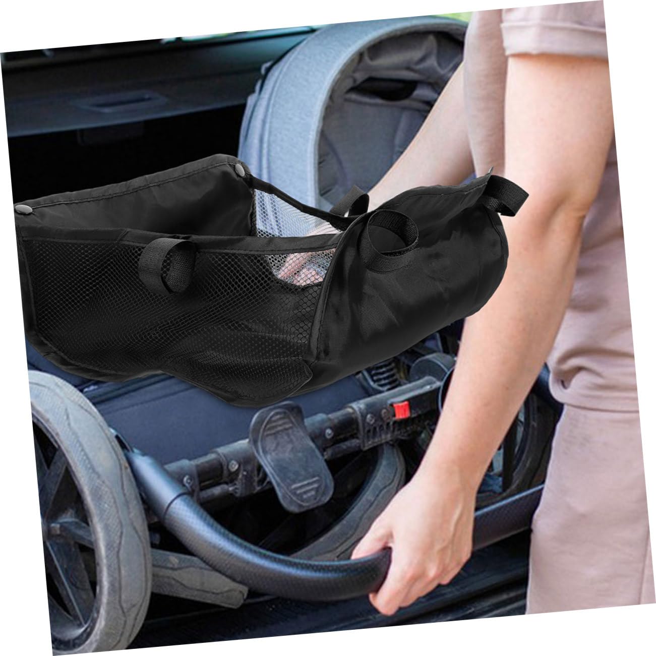 Alipis 2piezas Bolsillos de Almacenamiento para Cochecito Cesta de Malla Debajo del Asiento Bolsa Organizadora para Compras Accesorios de Cochecito