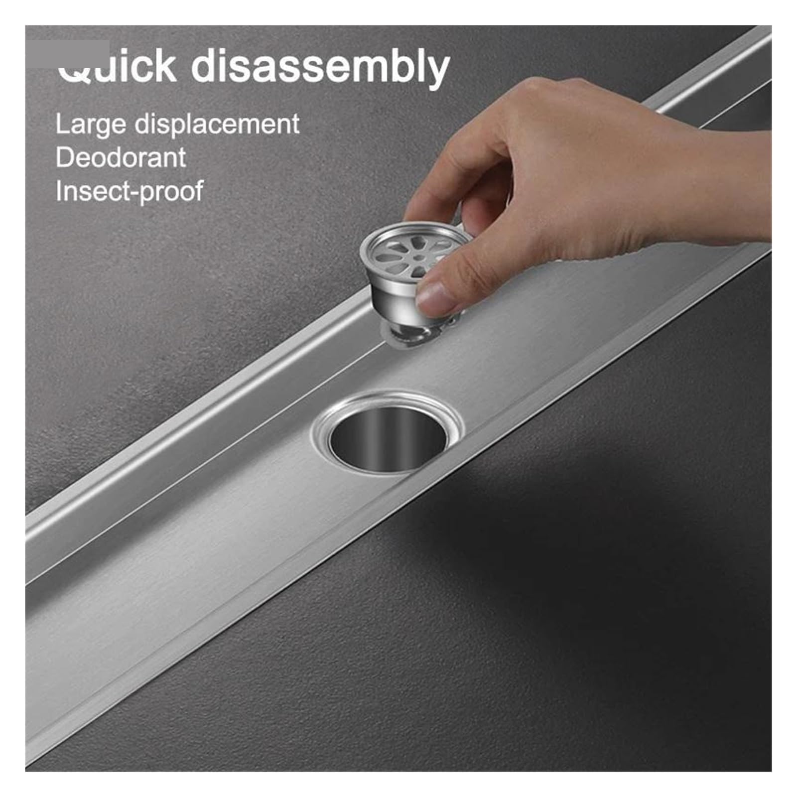 Desagüe Lineal para Ducha Desagüe de Piso Acero Inoxidable, desagüe Ducha Cuadrado Lineal for baño(10cmX30cm)