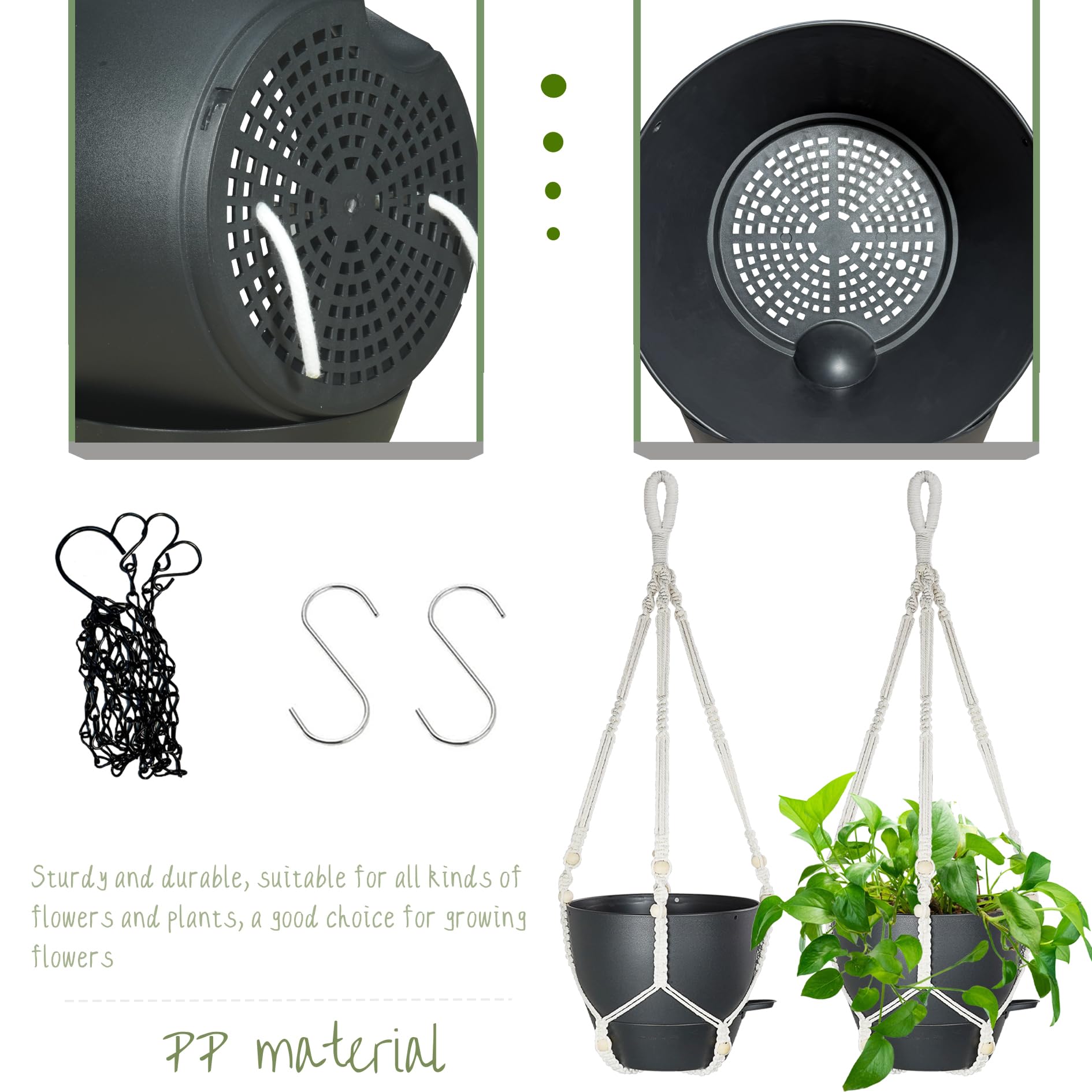 Snapklik.com : 10 Inch Hanging Planters For Indoor Plants, 2 Pack Self ...