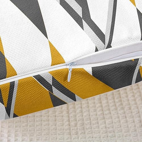 Miniatura 5 de Juego de 2 fundas de cojín cuadradas geométricas de diamantes reversibles para decoración de niños, fundas de almohada de cuadros amarillos, grises