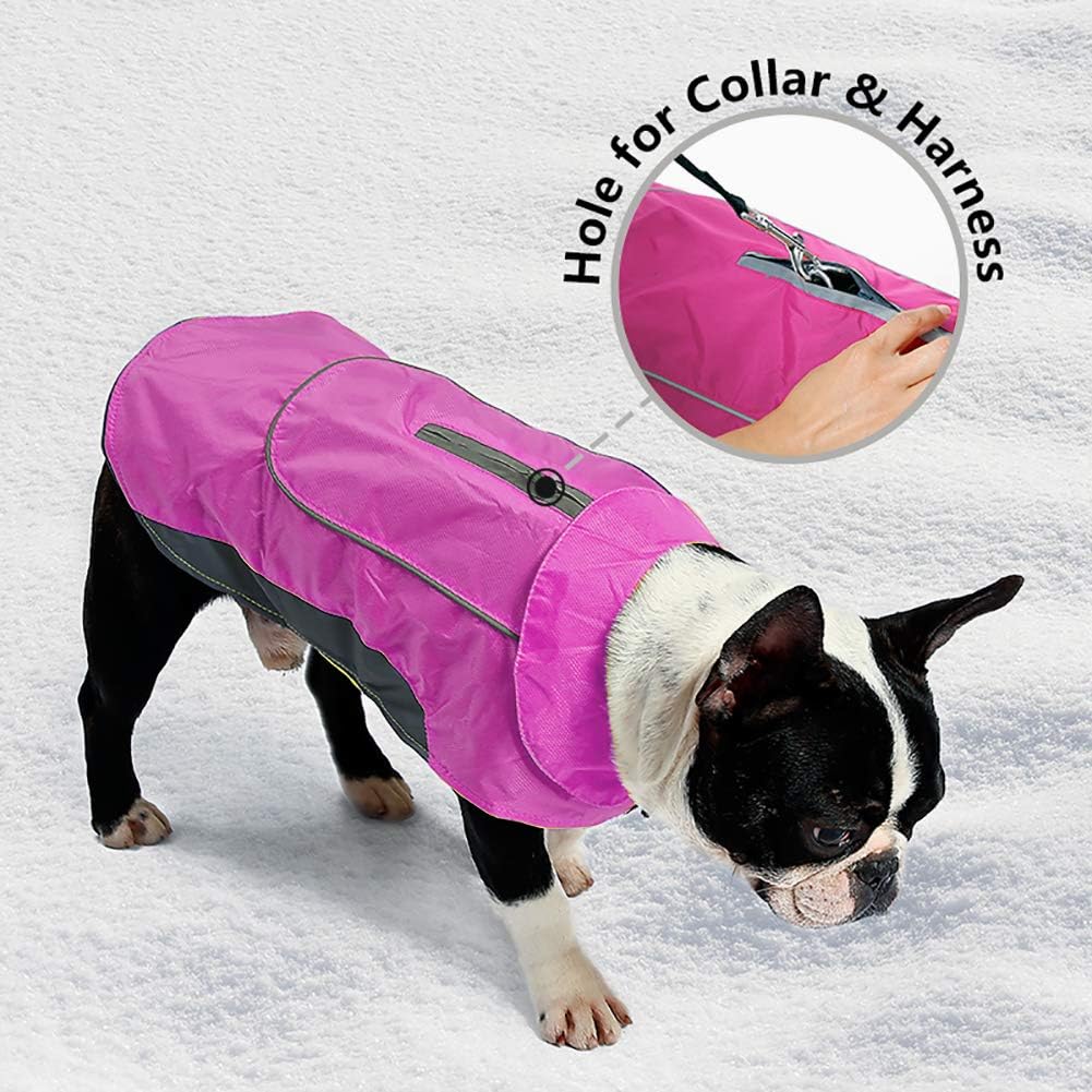 Pink dog coat with harness hole Clearance