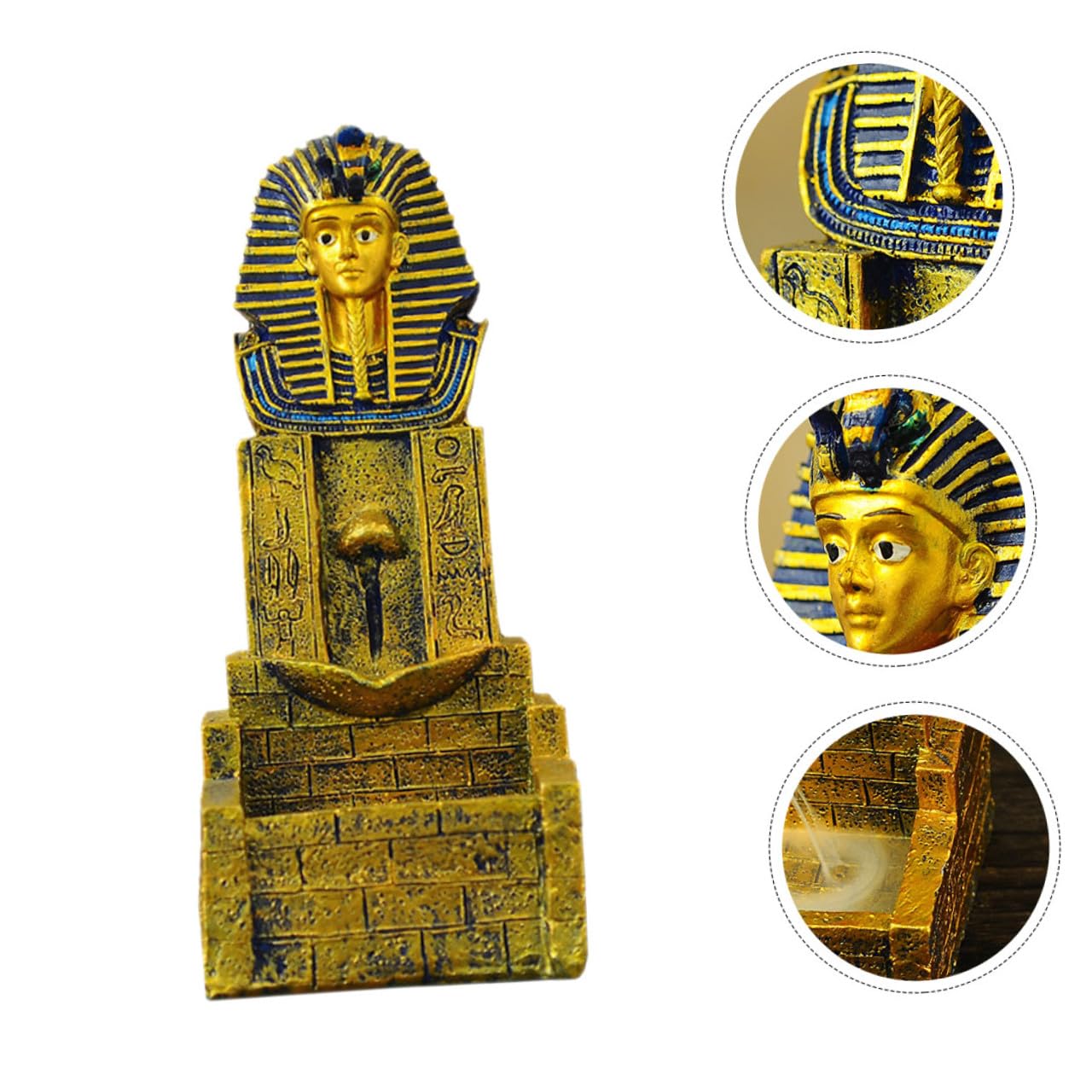 Homoyoyo Porta Incenso Stile Antico Egitto in Resina Oro Bruciatore Cascata per Aromaterapia, Purifica L'aria e Migliora L'umore, Ornamento Delicato per Camera da Letto