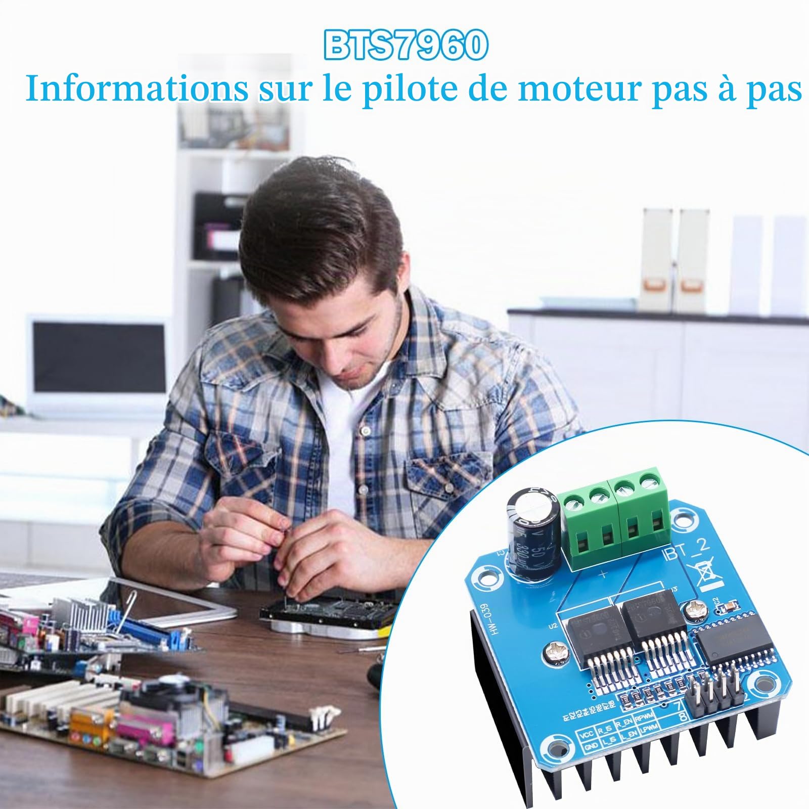 BTS7960 Motor Driver Module Ulegqin BTS7960 43A Pilote de Moteur modules, Haute Puissance Double DC Stepper Motor Driver Module de Pilote de Voiture Intelligente pour Arduino(2 pièces)