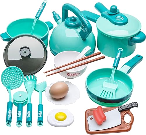 Miniatura 1 de Colcolo 20Pcs Niños Cocina Pretender Play Pot y sartenes Sets Juguetes Jugar Alimentos Cocina Utensilios de Cocina Accesorios Aprendizaje Regalo
