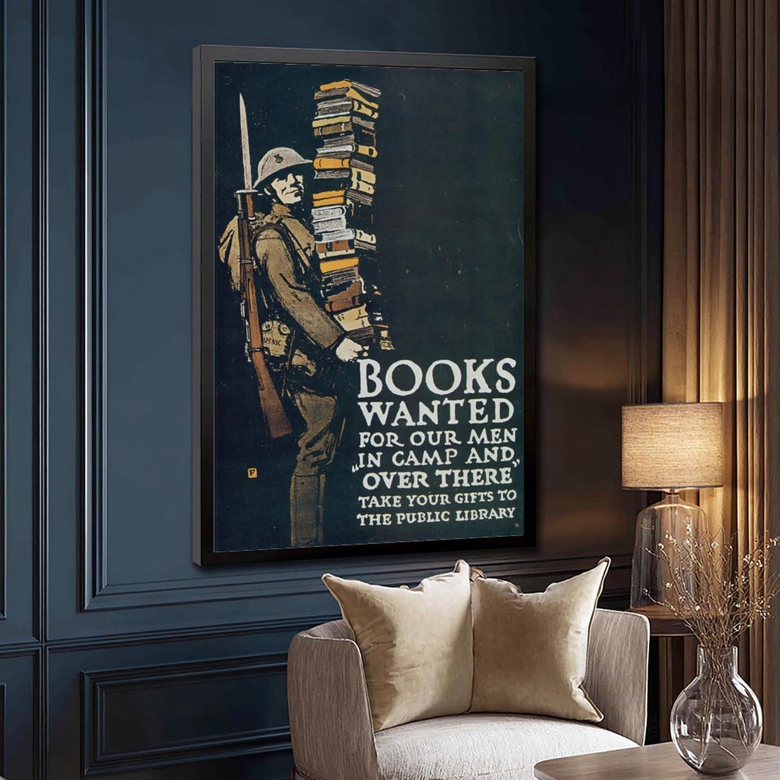 WCYB Libros buscados por nuestros hombres sobre allí 1941 de historia de Estados Unidos, impresiones en lienzo, pinturas decorativas para pared, marco para colgar, 50,8 cm de largo x 76,2 cm de ancho