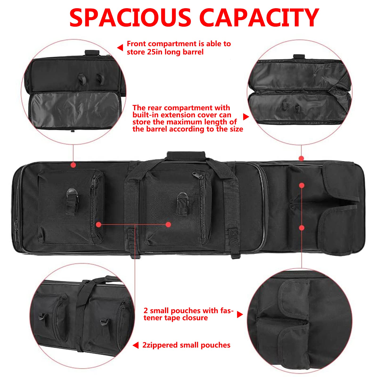 Borsa Porta Fucili Lunga, Borsa Porta Fucili per 2 Armi Lunghe, Fodero per Fucile con 2 Scomparti Principali, Custodia Imbotper Fucile/Black Schwarz/35.4X10.2In