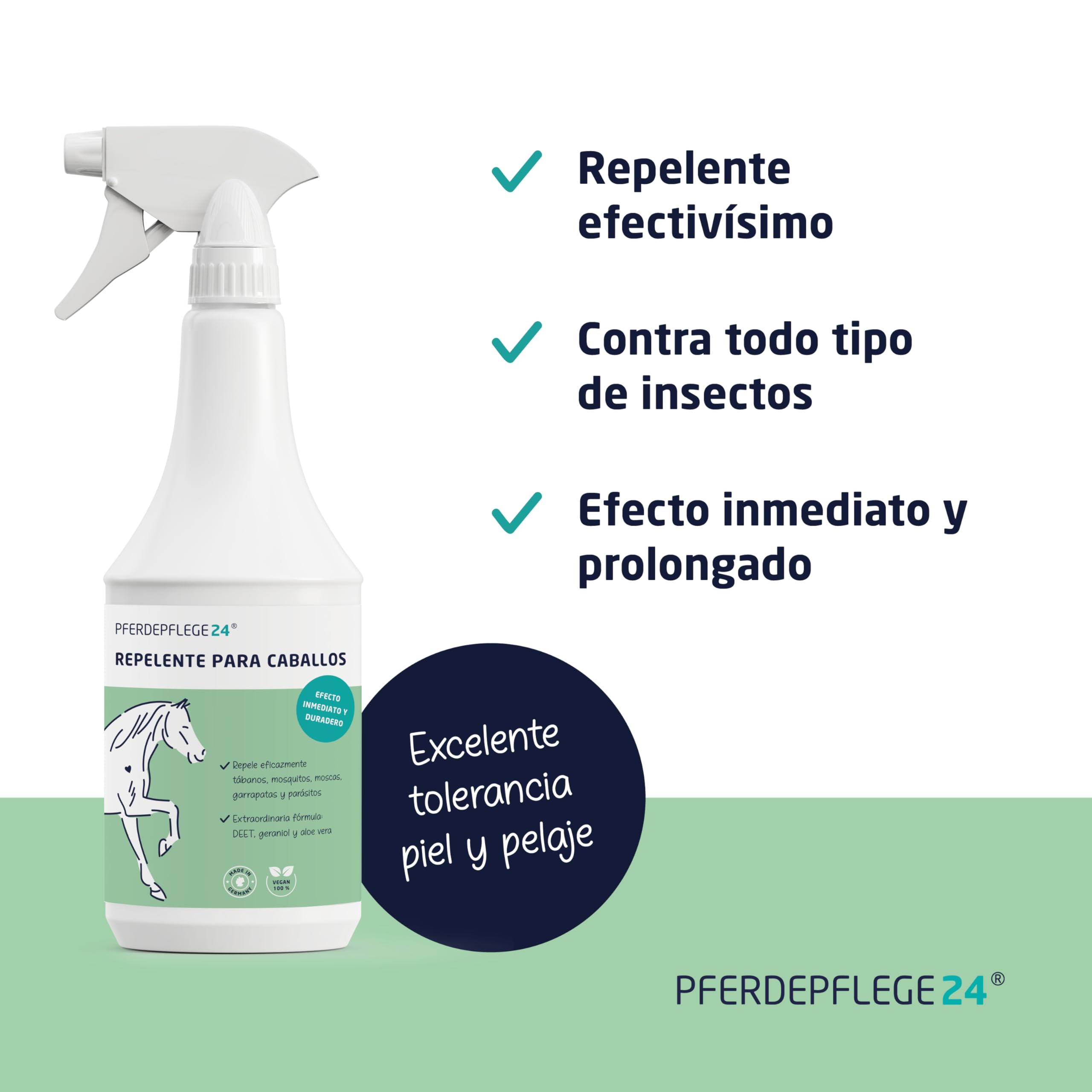 PFERDEPFLEGE24 Spray Repelente Moscas para Caballos con DEET 1000ml