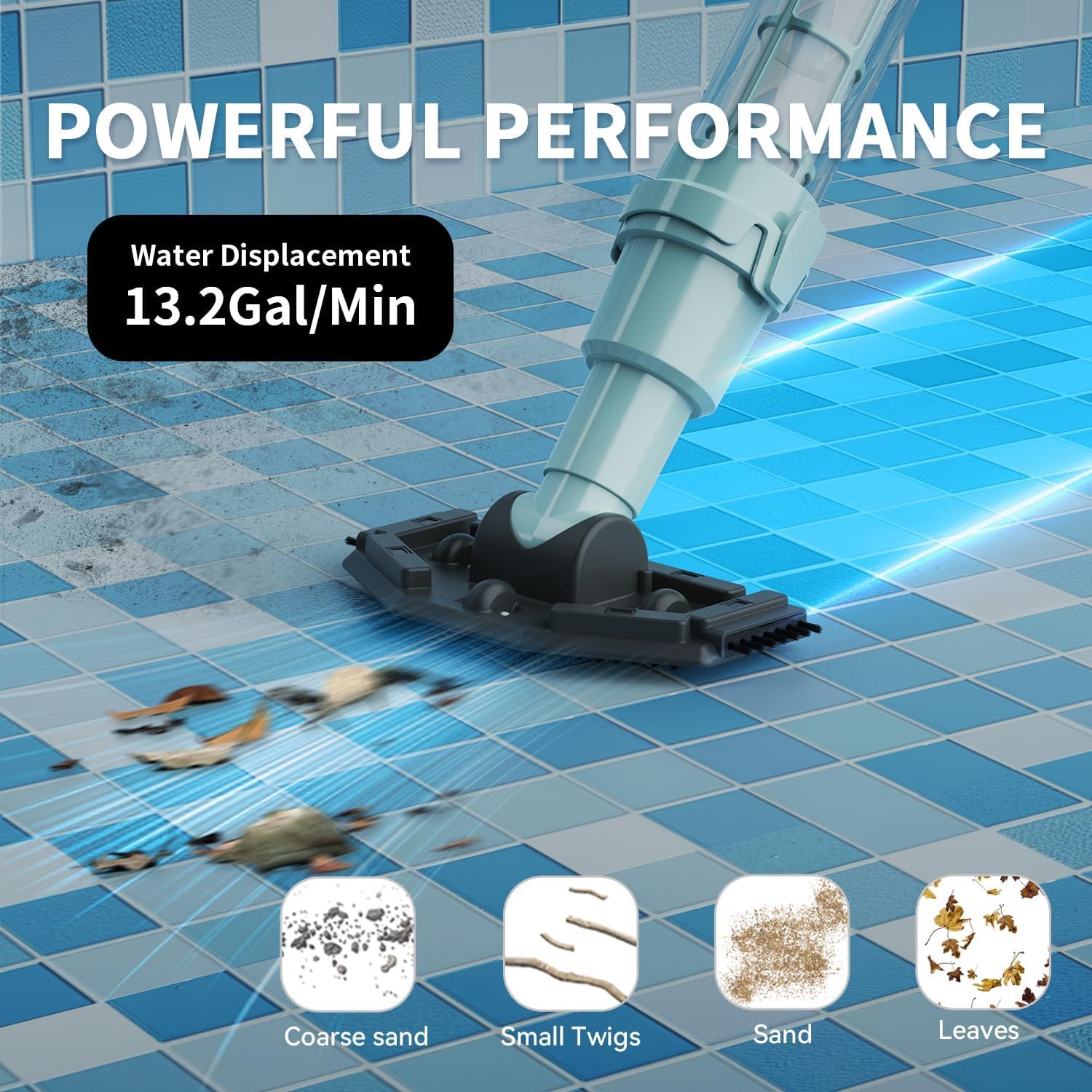 Lydsto S1 Lite Aspirateur Piscine sans Fil, Autonomie 90 Min, 3 Tubes en Aluminium Inclus, Léger et Portable pour Piscines Souterraines et Hors Sol, Spas et Jacuzzis