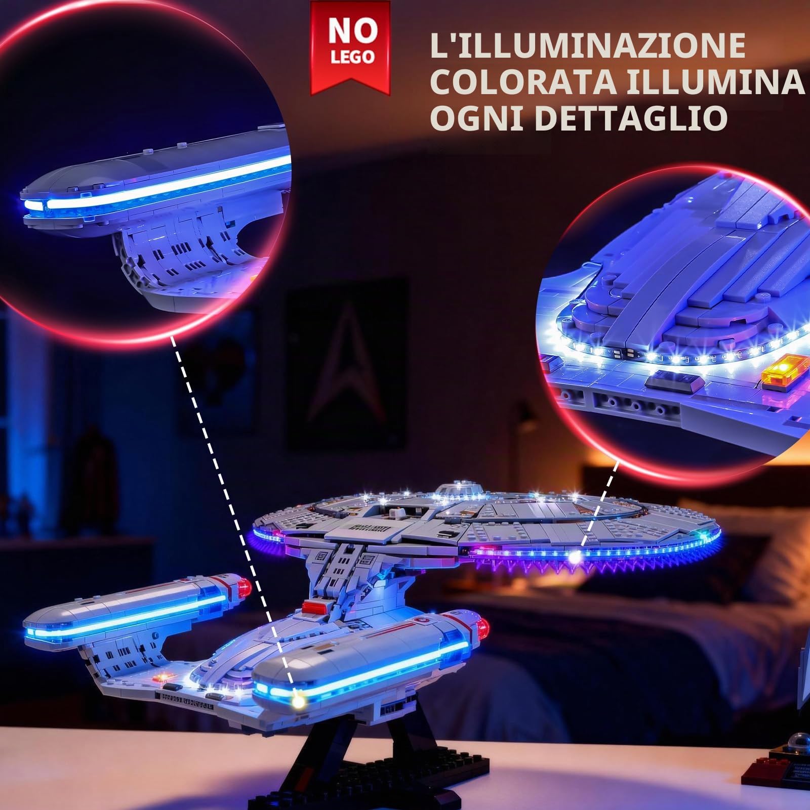 BRIKSMAX Illuminazione a LED per LEGO Icons U.S.S. Enterprise NCC-1701-D (versione aggiornata) 10356, set di luci compatibili per mattoncini da costruzione, senza set Lego, luce per modellismo