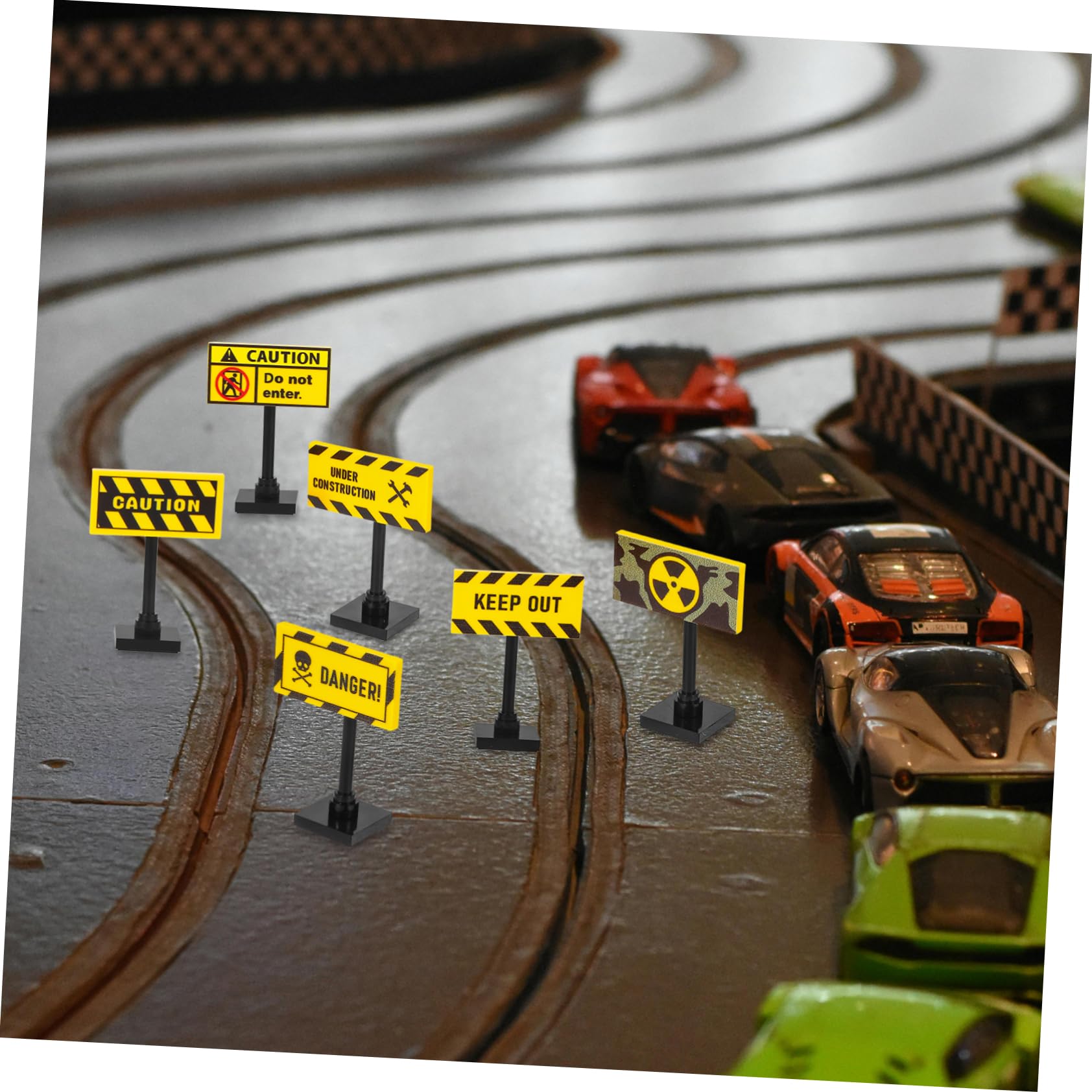 SUPVOX Mini Traffic Warning Signs: Building Bricks Set, 6Pcs Road Safety Educational Toy Accessories for Kids Diy Street Model Play - Image 4