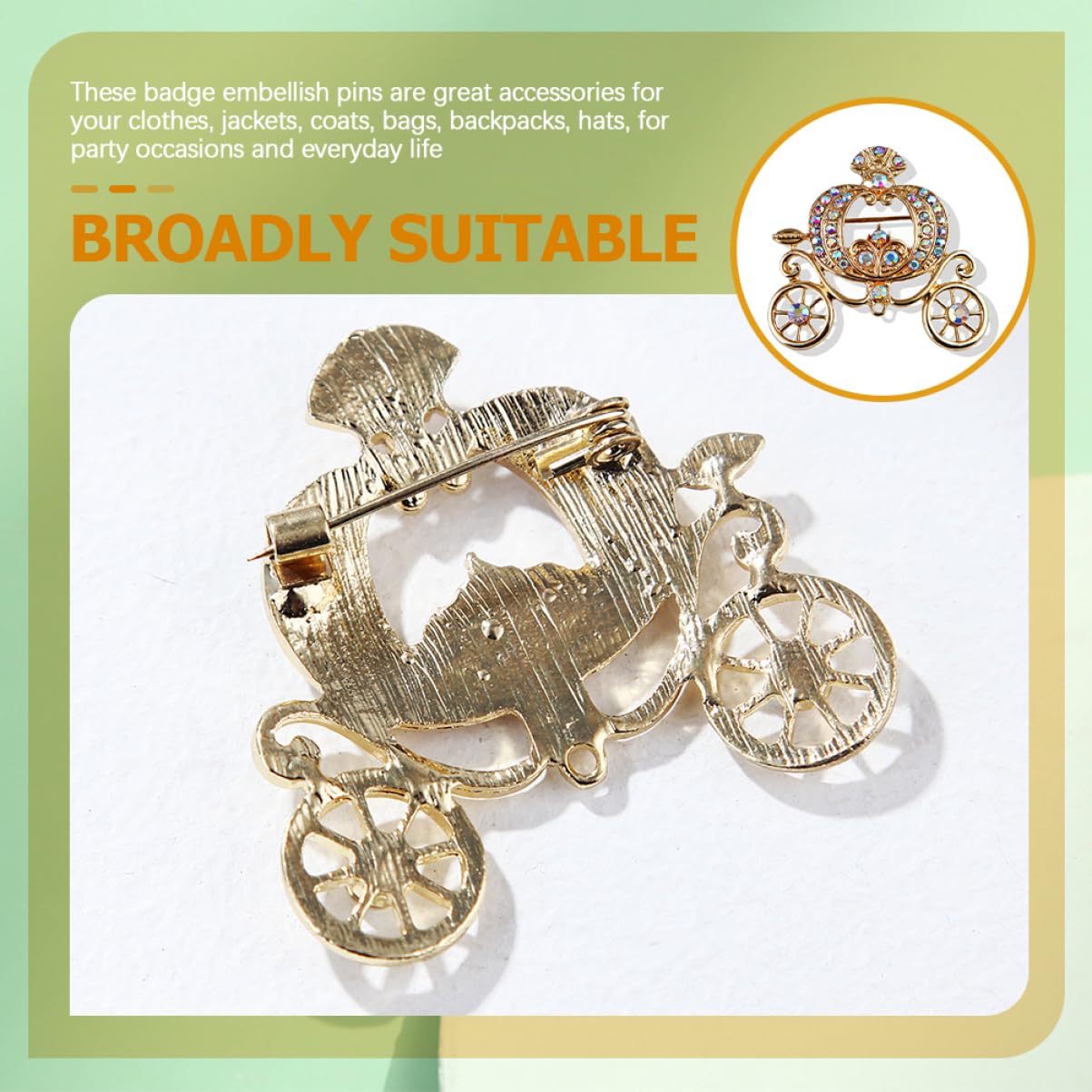 LIFKOME Pumpkin Carriage Brosche Damen Vintage Schmuck mit Bunten Strasssteinen für Kleidung Schals und Hüte für Besondere Anlässe Wie Geburtstage und Hochzeiten