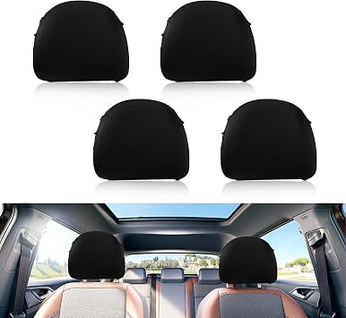 Car Headrest Covers 4Pcs Dustproof Car Head Rest Covers Washable Universal Head Rest Protector Cover with Elasticated Hems for Truck Bus Coach Auto