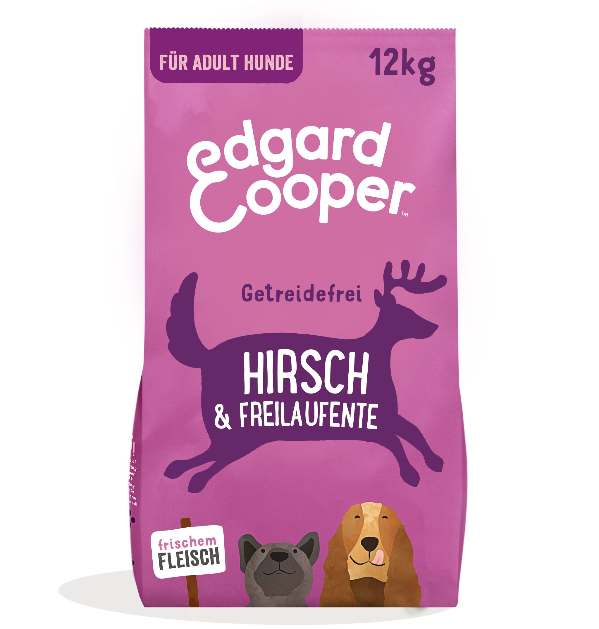 Edgard & Cooper Comida para perros Seca Sin Cereales Hipoalergénica Comida Perro Adulto Adulto Natural 12kg Ciervo y Pato con mucha carne fresca, comida sabrosa y equilibrada